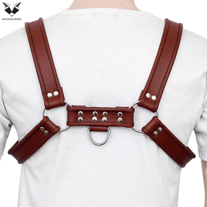 Factory Price Handmade Brown Heavy Duty Premium Cowhide Leather Adjustable Straps With Metal Buckles <b>Harness</b> Top For <b>Men</b> & Women - Product Image 4