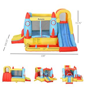 Castello Gonfiabile 4 in 1 per Esterni con Doppio Scivolo, Parete da Arrampicata, Trampolino e Piscina per Divertimento Senza Fine - Product Image 3