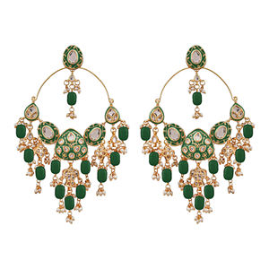 High Quality Handmade Gold Plated Alloy Hoop Earrings Flower Design-Traditional <b>Pakistani</b> Wedding Party Gift Fashion <b>Jewelry</b> - Product Image 1