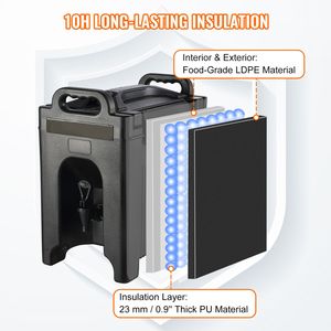 Dispenser per Bevande Isolato da 2,5 Galloni in LDPE per Alimenti, Erogatore Termico per Bevande Calde/Fredde con Capacità di 0,9 Litri - Product Image 3