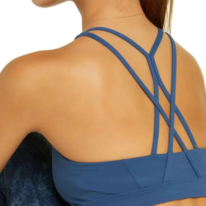 Women Breathable <b>Strappy</b> Sports Bra Cross Back Yoga Gym Fitness Workout Activewear <b>Top</b> Wholesale Padded Running Training Bra Gym - Product Image 5