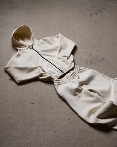 Custom Quality Two Pieces Sets Vintage Blank <b>Hoodie</b> and Sweatpants Sweat Track Suit Gym Zip up Baggy Oversize Plain Tracksuit - Product Image 3