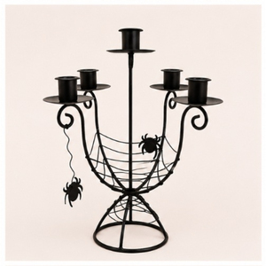 Décoration d'Halloween tendance : Porte-bougie en métal noir en forme de toile d'araignée pour centre de table de fête d'ambiance hantée, en promotion - Product Image 3