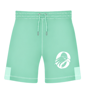 Shorts de rugby vert menthe et blanc, taille élastique avec cordon de serrage, uniforme d'équipe géométrique, personnalisable, respirant, pour l'entraînement et le sport - Product Image 1