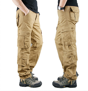 Pantalones Cargo Casuales de Hombre de Alta Calidad al por Mayor con Seis Bolsillos, 100% Algodón, Tiro Medio, Holgados, Lavado Claro, con Logo y Botones en la Cintura - Product Image 2