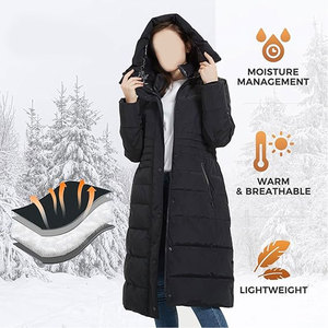 Abrigos de Invierno para Mujer, Chaqueta Larga Acolchada, Cálida y Aislante, con Capucha, Resistente al Viento y a la Nieve, de Plumón Vegano, de Gran Peso y Largo Completo - Product Image 5