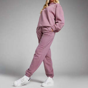 Conjunto Deportivo de 2 Piezas para Mujer, Sudadera con Capucha Morada, Manga Larga, Tejido de Algodón, Informal, con Bolsillos, Corte Holgado, para Todas las Temporadas - Product Image 2