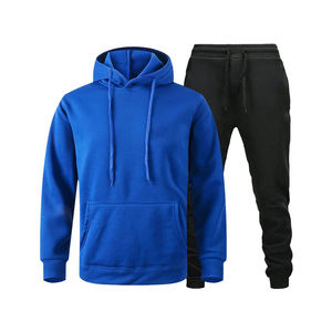 Custom Wholesale Blank <b>White</b> Mens 2 Piece Tracksuit Set Fleece Pullover Hoodie and <b>Joggers</b> Sweatpants Slim Fit Sportswear Suit - Product Image 4