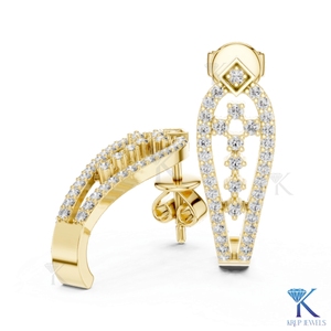 ต่างหูเพชรทรงกลมแบบเปิดครึ่งวงกลม ฝังเพชรแบบปาเว่ ทองคำแท้ 14K/18K  งานฝังเพชรแบบ CVD HPHT เพชรเพาะเลี้ยงในห้องปฏิบัติการ  เครื่องประดับหรูหราสำหรับงานแต่งงานสำหรับผู้หญิง - Product Image 1
