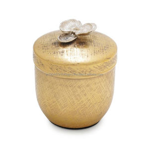 Abordable Premium texturé fleur couvercle pot bougie en métal - Product Image 4