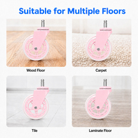 Roulettes pivotantes roses de 100 mm (4 pouces) avec roulement silencieux, réglables, capacité de charge de 50 kg, sans frein, design moderne pour mobilier de bureau