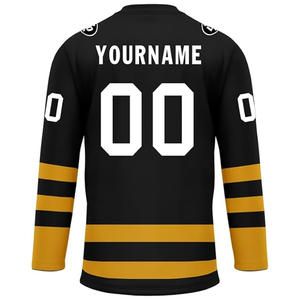 ชุดยูนิฟอร์มฮอกกี้น้ำแข็งแบบกำหนดเอง ผู้ผลิต OEM สหรัฐอเมริกา ขายส่ง เสื้อฮอกกี้ทีมแบบสั่งทำ ปักโลโก้ ผู้ใหญ่ โพลีเอสเตอร์ 100% คอวี - Product Image 4