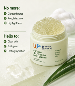 OEM/ODM Coconut <b>Jelly</b> Pudding Cleanser Deep Pore Cleansing Hydrating & Gentle Exfoliation with <b>Jelly</b>-to-Foam Texture Private Lab - Product Image 3