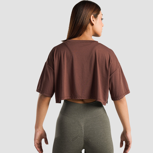 T-shirt court surdimensionné personnalisé OEM pour femme, manches courtes en coton, collection été, marque privée, streetwear, fabrication en usine - Product Image 4