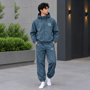 Men Hiking Windbreaker Suit Outdoor Jacket and Pants Set Custom Manufactured for Adventure Clothing Brand Collections - Product Image 1