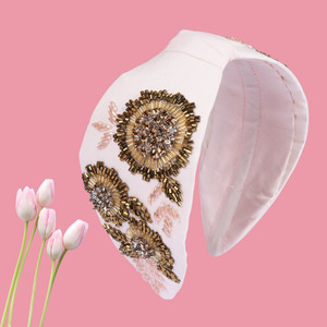 Accessoires pour cheveux en tissu pour enfants avec fleurs brodées à la main, bandeaux élégants - Product Image 2