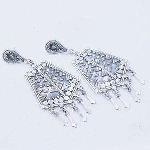 Antique Jumka 925 boucles d'oreilles en argent Sterling bijoux traditionnels en argent pour la vente en gros Boho géométrique femmes anniversaire IGI - Product Image 2
