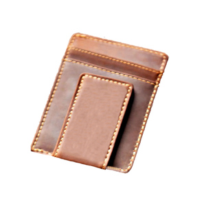 Wholesale Vintage Handmade Stitching Money Clip <b>Wallet</b> <b>RFID</b> Blocking Card Holder <b>Men</b> Cow Leather Strong Magnet - Product Image 1