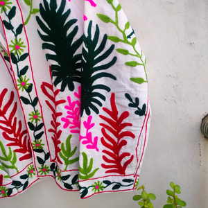 Boho Hand-Embroidered White Cotton Quilted <b>Jacket</b> Artisanal Floral Suzani Winter Wear <b>Blazer</b> Cardigan Vibrant Indian Ethnic Coat - Product Image 3