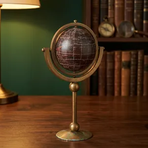 Globe terrestre de style antique haut de gamme avec double anneau méridien, support en bronze, globe nautique vintage pour la décoration de la maison - Product Image 3