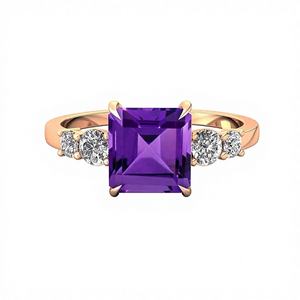 Magnifiques bagues de solitaire Halo en or massif 14K ornées de diamants véritables bijoux faits à la main - Product Image 1