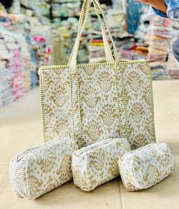 Vintage Fashion Lady Waterproof Eco-Friendly Durable Portable Lightweight Quilted Geometric Cotton Crossbody Shoulder Bag Zipper - Product Image 3