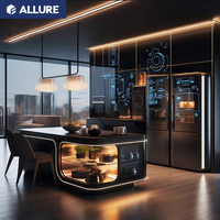 Meubles de cuisine modernes haut de gamme sur mesure Allure, armoires de cuisine intelligentes à panneaux plats laqués pour appartement