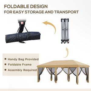 Tenda a baldacchino beige 10x20FT con pareti laterali in rete per eventi all'aperto - Product Image 5
