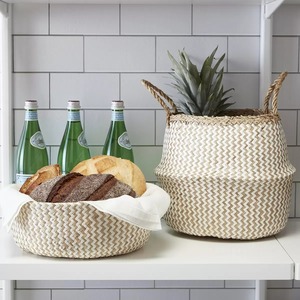 Venta al por mayor de cesta multifunción Seagrass vientre con asa olla de almacenamiento de paja hecha a mano para uso en la cocina para bolsa Zapatos Ropa - Product Image 6