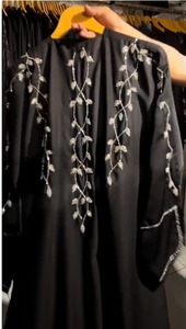 Elegant and Modest Hand Embroidered Floor Length <b>Long</b> Sleeves Breathable Abayas <b>for</b> Women <b>Eid</b> - Product Image 3