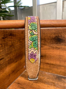 New Adjustable Comfortable Soft Hand Tooled Leather <b>Padded</b> Dog Collar High Quality Genuine Cow Leather Pet Collar for Small Dogs - Product Image 2