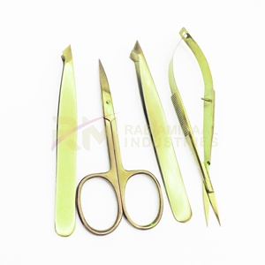 Pinzas para Cejas RMI Gold con Logotipo Personalizado, Calidad Profesional, Acero Inoxidable, Punta Inclinada y Puntiaguda, Tijeras para Cejas con Resorte, con Caja - Product Image 3