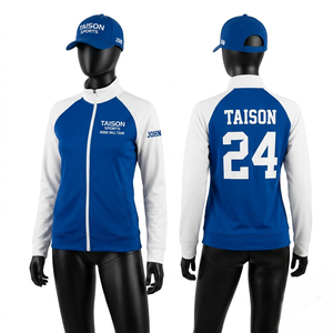 Veste d'entraînement à capuche en molleton polyester/rayonne 330 GSM, coupe Dodge Ball, bleu et blanc, empiècements raglan, logo thermocollé, séchage rapide - Product Image 1