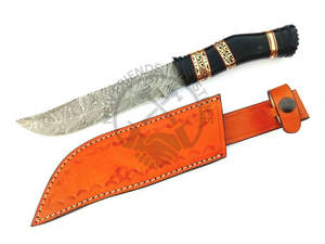 Cuchillo Bowie de Damasco, nueva edición, forjado a mano, cuchillo de caza, hoja de supervivencia, regalo con funda de cuero para camping, colección, regalos. - Product Image 5