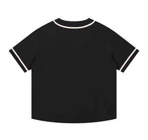 เสื้อเบสบอลลำลองผู้ชายไซส์ใหญ่ ผ้าโพลีเอสเตอร์ทอ 100% สีแดง ระบายอากาศได้ดี เป็นมิตรกับสิ่งแวดล้อม แต่งขอบตัดสี ติดกระดุม - Product Image 6
