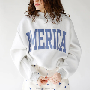Custom Women's Reversible Printed Sequined Mock Neck Streetwear Winter Autumn 100% Cotton Fleece Oversized Long Sleeve Pullover - Product Image 4