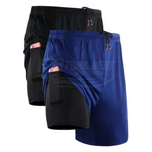 Shorts de sport décontractés pour hommes, coupe ample, technologie de séchage rapide, doublure compressive, tissu respirant, fermeture à cordon de serrage sur le devant - Product Image 3