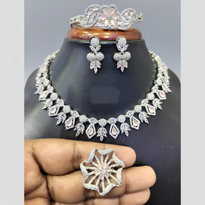 Ensemble de collier en diamants américains de haute qualité pour femmes, plaqué argent, élégant, bijoux fins pour anniversaire, 11065518WH - Product Image 2