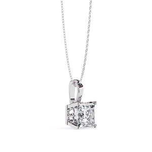 Bijoux fins pour femmes, pendentif solitaire en diamant de laboratoire taille princesse 2,5 carats, or massif 18 carats, chaîne fine incluse - Product Image 4