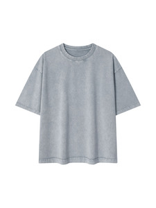 Camiseta Oversize de Algodón Premium Teñido con Efecto Ácido, Estilo Urbano, Corte Holgado, Lavado Morado - Product Image 6
