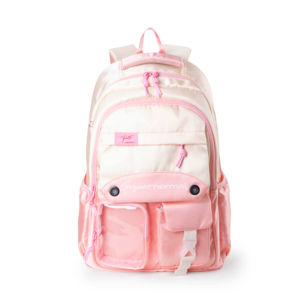 Pink Student <b>Backpack</b> for Girls with Multiple Pockets and Arcuate Shoulder Strap 15 Inches Softback Daypack - Product Image 3