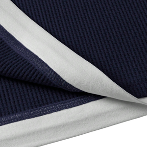 Camiseta de Manga Larga para Hombre, Tejido Waffle, Azul Marino, Cuello Redondo, Estilo Casual, Corte Holgado, Uso Diario, 100% Algodón - Product Image 6