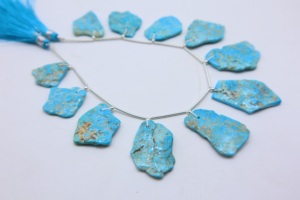 Natural Arizona Turquoise 11pcs Smooth Rough <b>Face</b> Drill Beads Loose Gemstone for Jewelry Making - Product Image 2