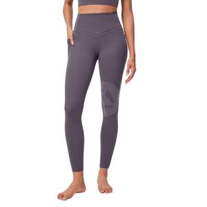 Leggings de Yoga Color Gris Jaspeado, Cintura Alta, Control de Abdomen, Elásticos en 4 Direcciones, Secado Rápido, Ropa Deportiva para Mujer, Gimnasio, Running, Personalizables - Product Image 2