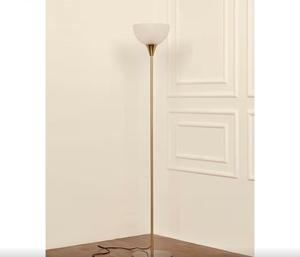 Modern Brass Floor Lamp White Glass Dome Shade Large Warm <b>Light</b> Residential Use - Product Image 2