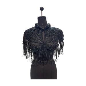 Cape de luxe noire brodée de strass 2026 en maille 100 % coton pour femme, style vintage, respirante, mode, vente en gros, export - Product Image 1