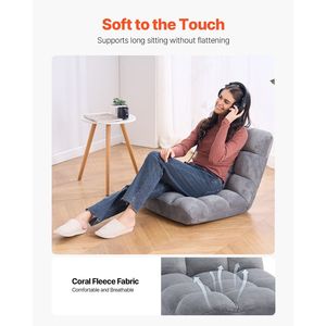 Sillón Plegable de Espuma Reciclada, 14 Posiciones Ajustables, Silla Multifuncional para el Suelo con Respaldo para Juegos - Product Image 3