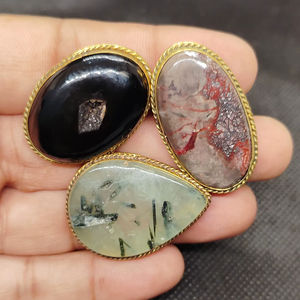 Meilleures ventes : Cabochons en laiton rainuré avec pierres précieuses mélangées, pierres de guérison en cristal, nouvelle arrivée, vente en gros - Product Image 3