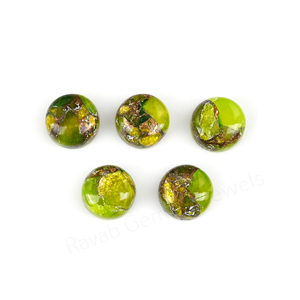 High Quality Natural <b>Peridot</b> Copper 12mm Round Shape Flatback High Polish Smooth Loose Gemstone Cabochon For Jewelry Making <b>Ring</b> - Product Image 4