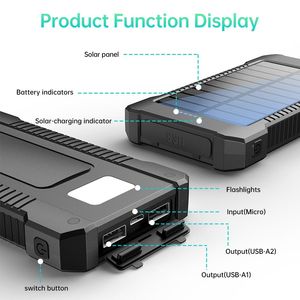 Caricabatterie portatile ad alta capacità 8000mAh a energia solare con luce integrata compatibile con ricarica solare per illuminazione iPhone - Product Image 3